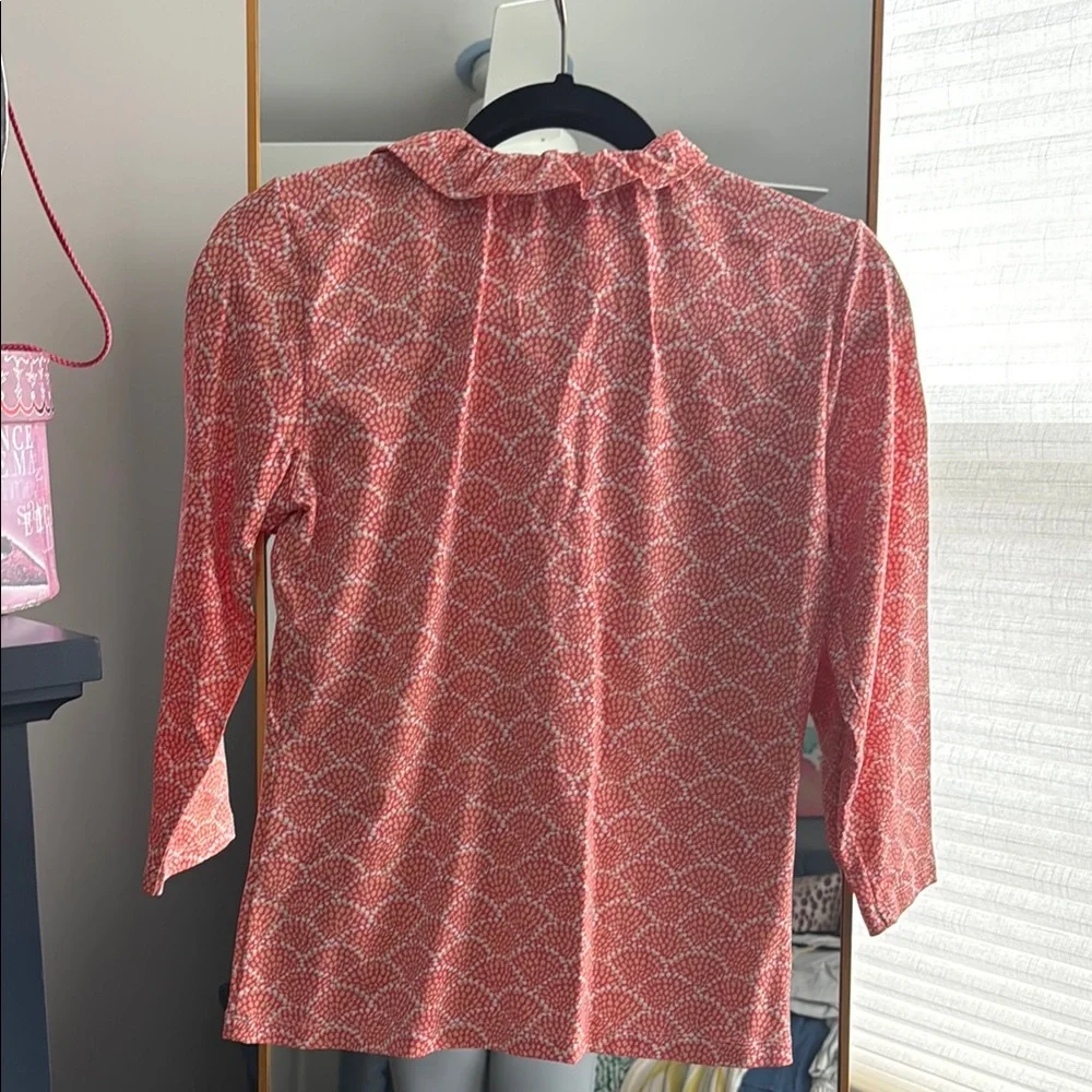 Red Patterned Ruffle Blouse - Picture 4 of 4
